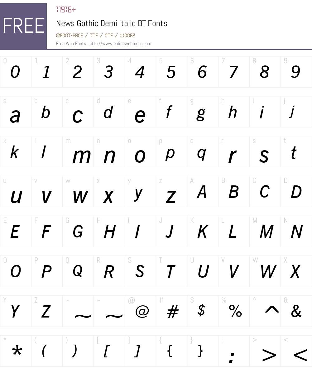 NewsGoth Dm BT Font Screenshots