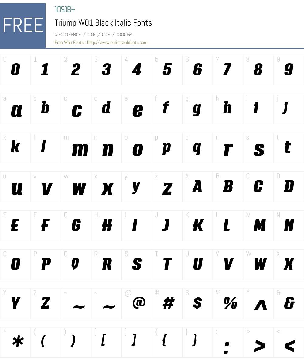 TriumpW01-BlackItalic Font Screenshots