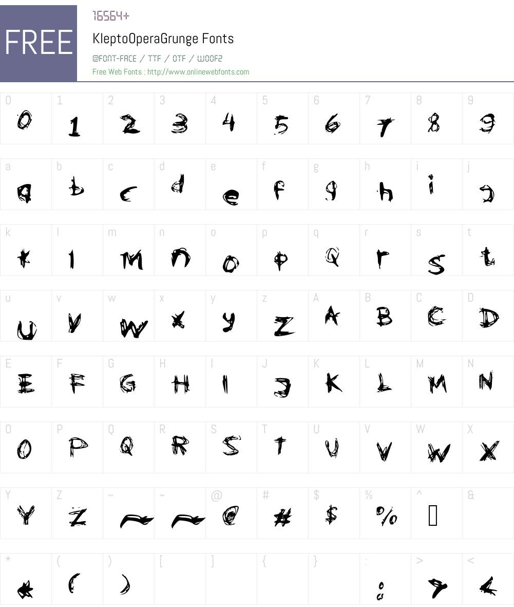 KleptoOperaGrunge Font Screenshots