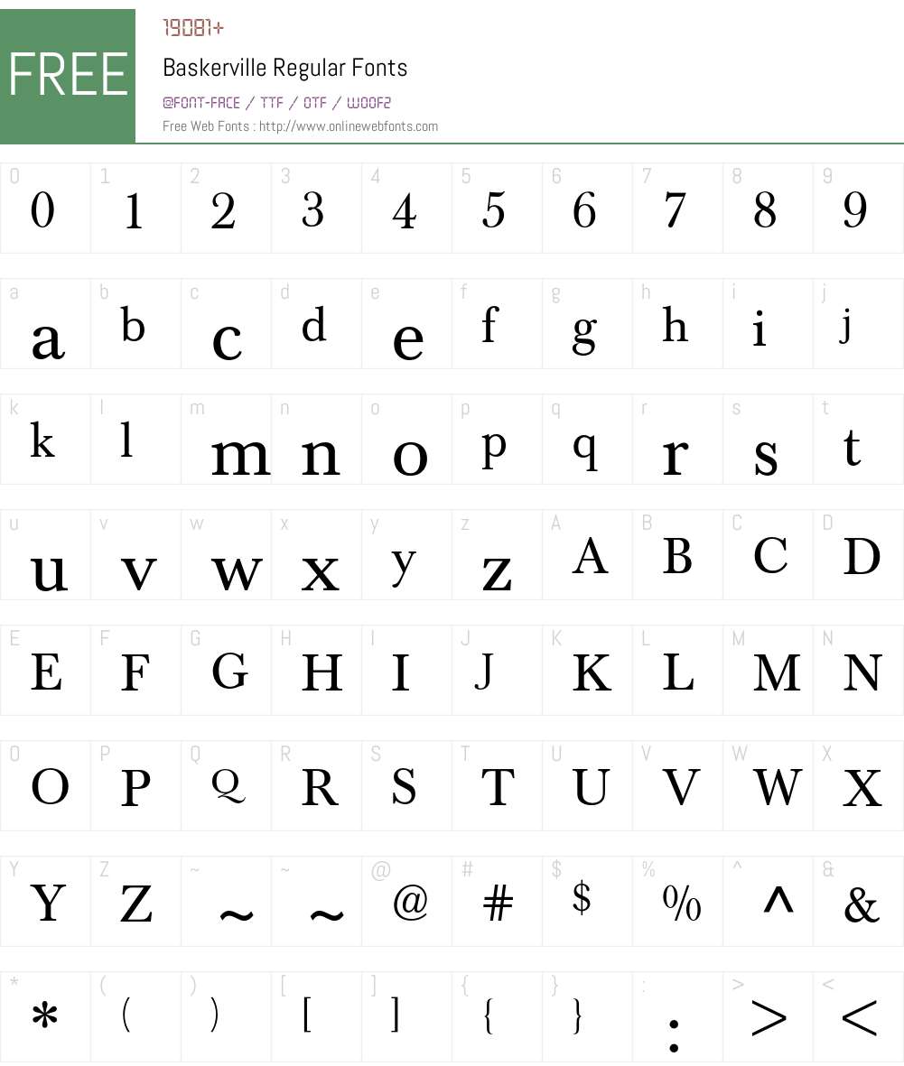 Baskerville BQ Font Screenshots