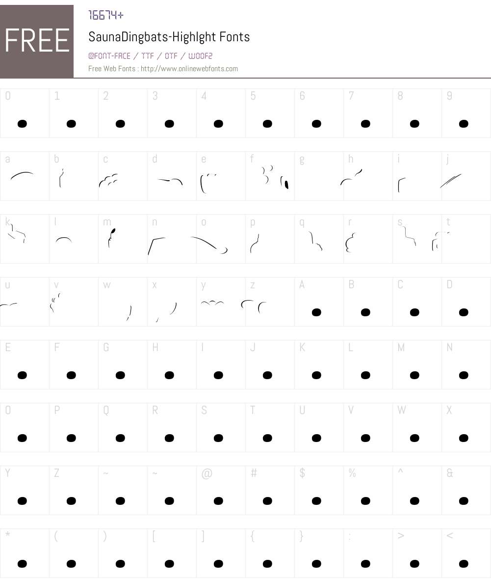 SaunaDingbats-Highlght Font Screenshots