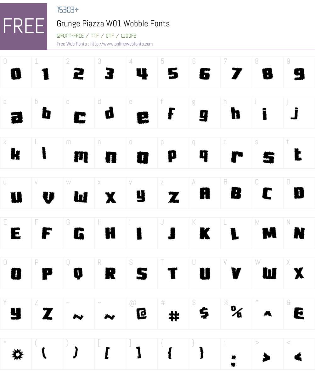GrungePiazzaW01-Wobble Font Screenshots