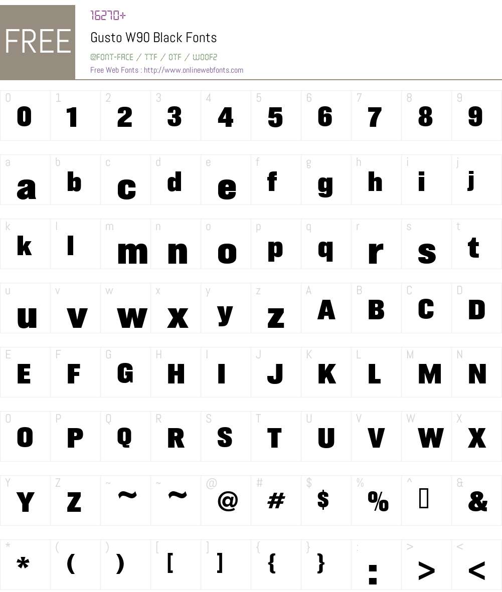 GustoW90-Black Font Screenshots
