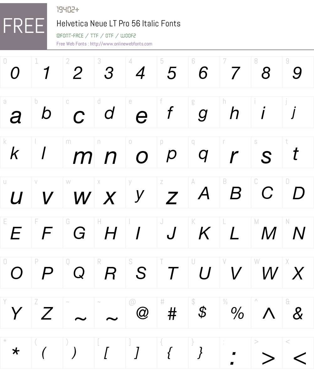 Helvetica Neue LT Pro Font Screenshots