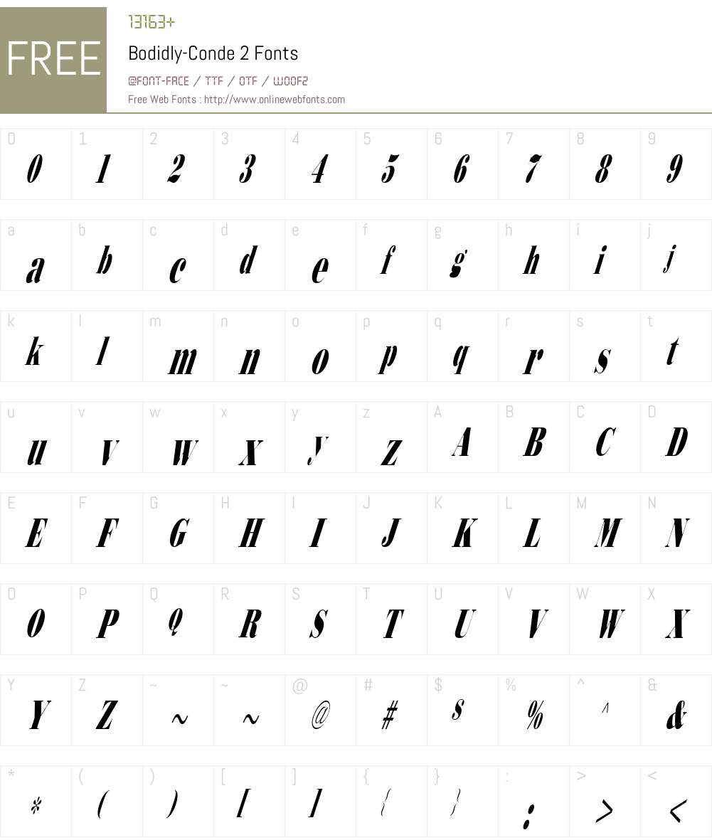 Bodidly-Conde 2 Font Screenshots