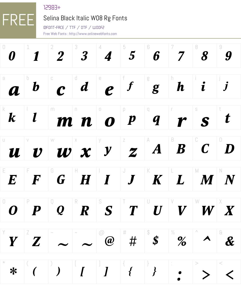 Selina Font Screenshots