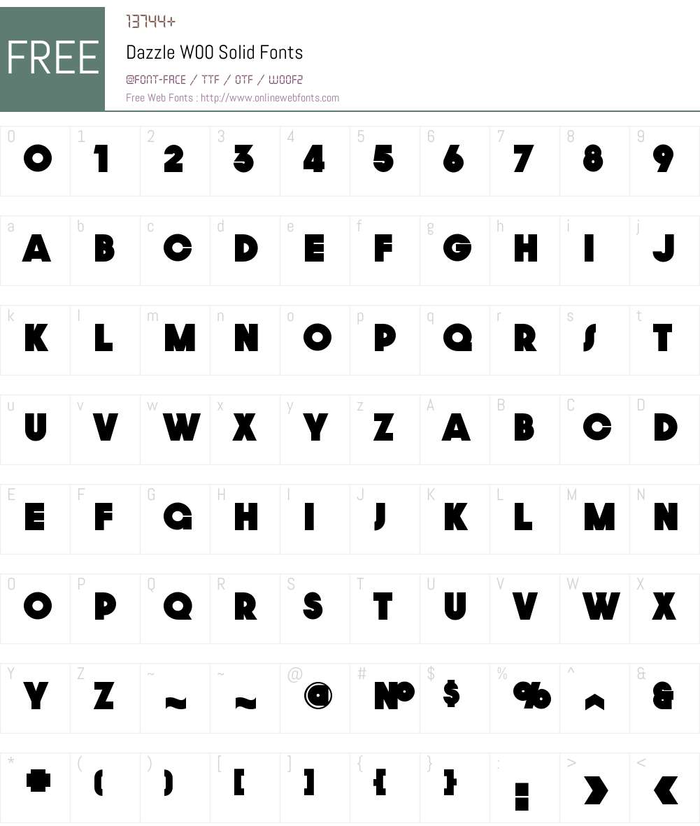 DazzleW00-Solid Font Screenshots