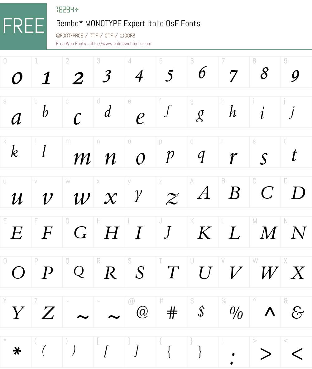 Bembo Expert BQ Font Screenshots