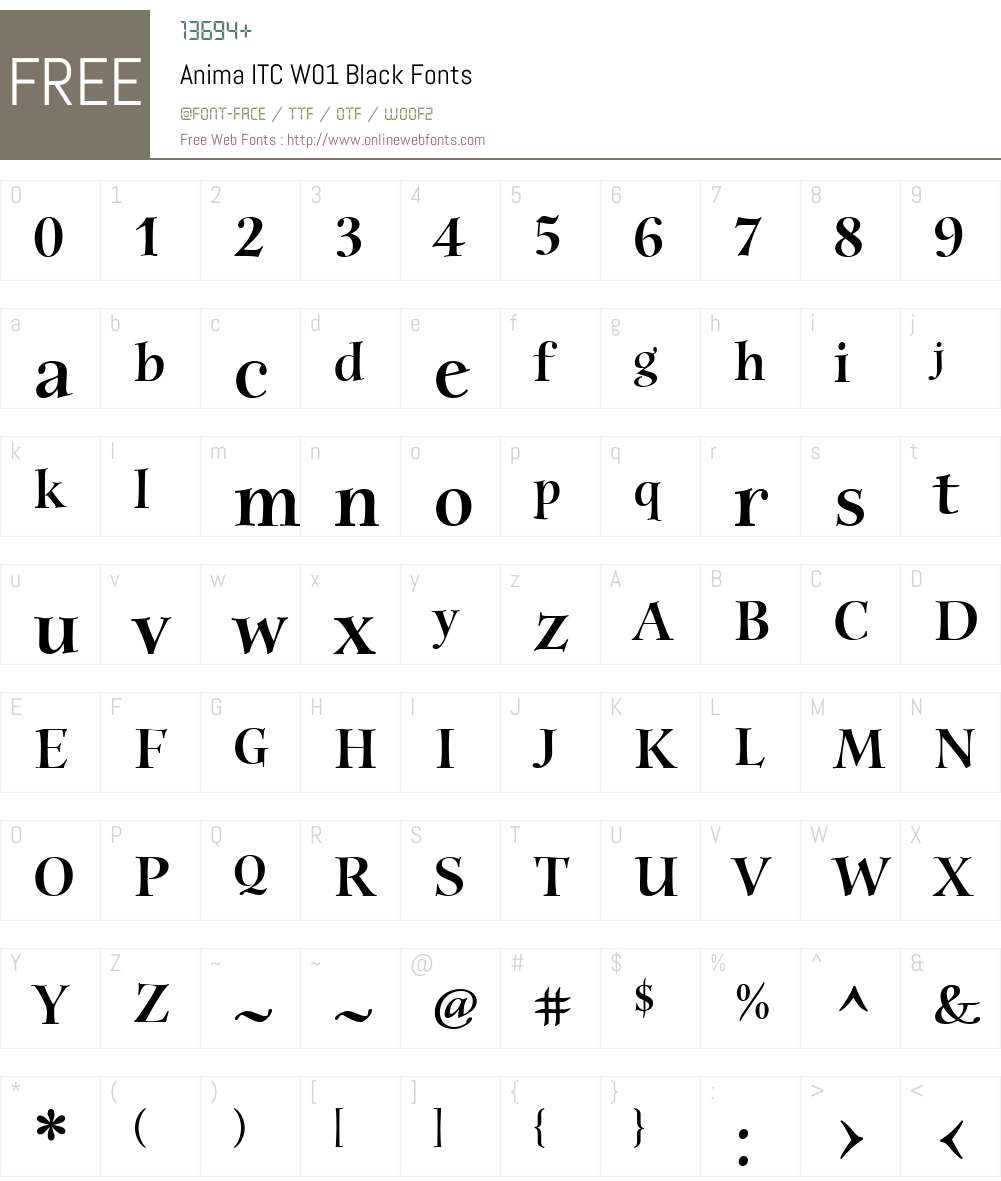 AnimaITCW01-Black Font Screenshots
