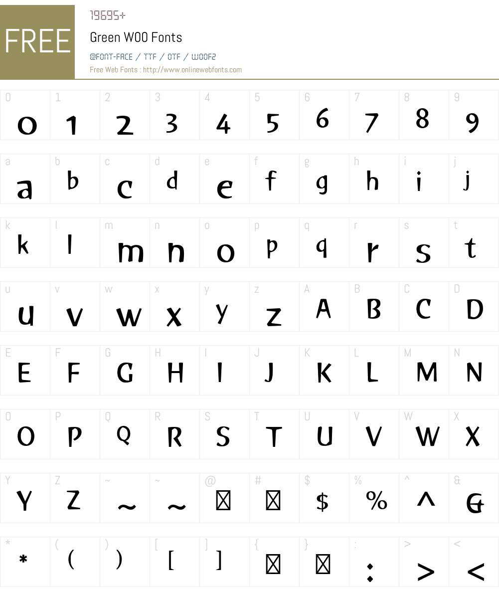 GreenW00 Font Screenshots