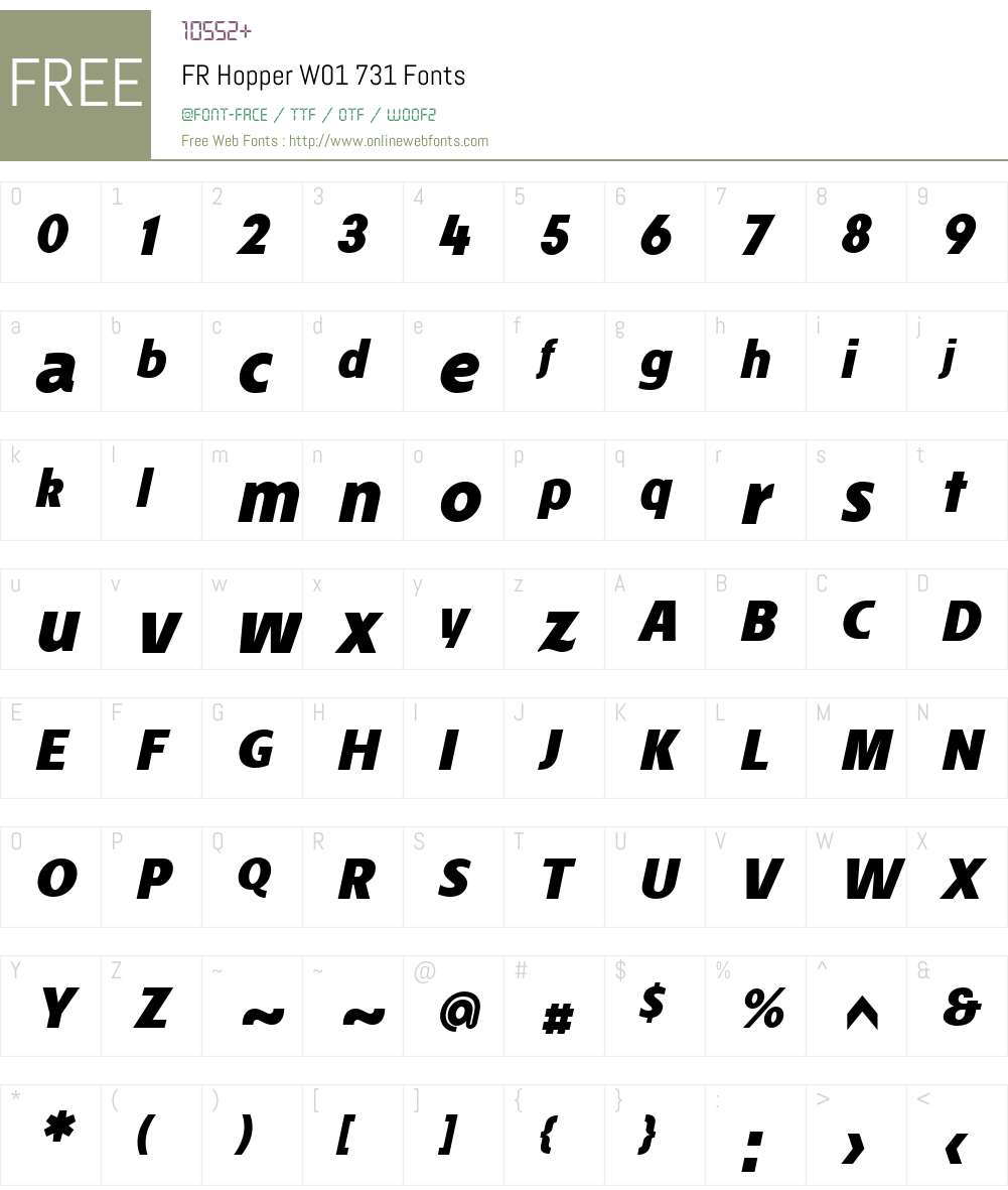 FRHopperW01-731 Font Screenshots