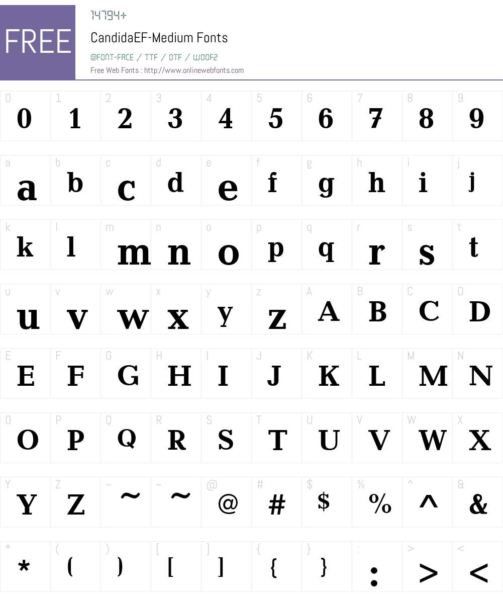 CandidaEF Font Screenshots
