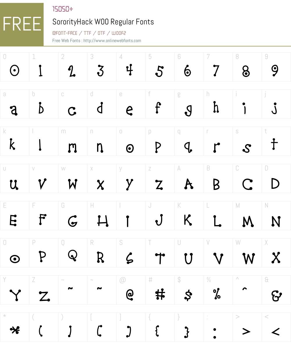 SororityHackW00-Regular Font Screenshots