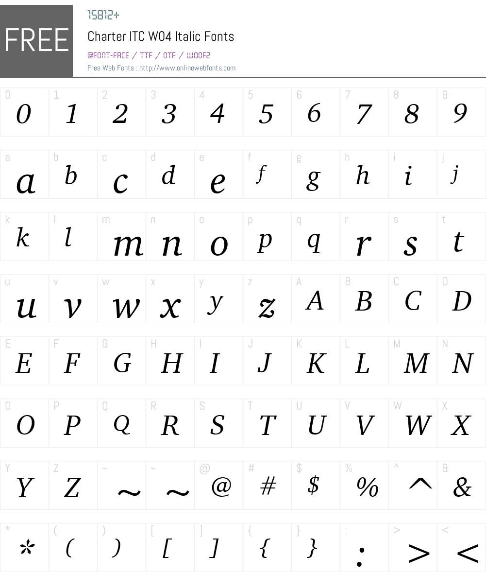 ITC Charter Font Screenshots