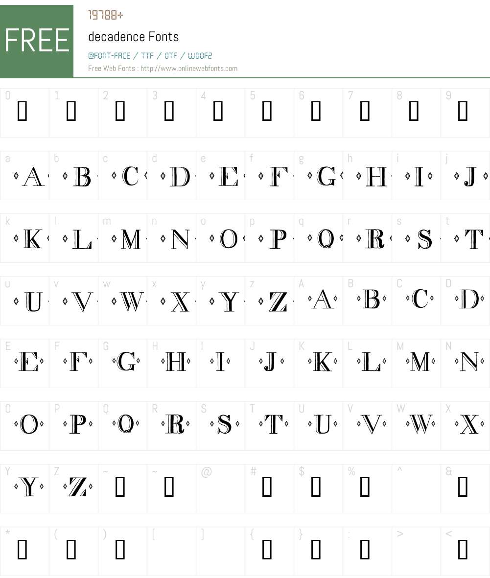 decadence Font Screenshots