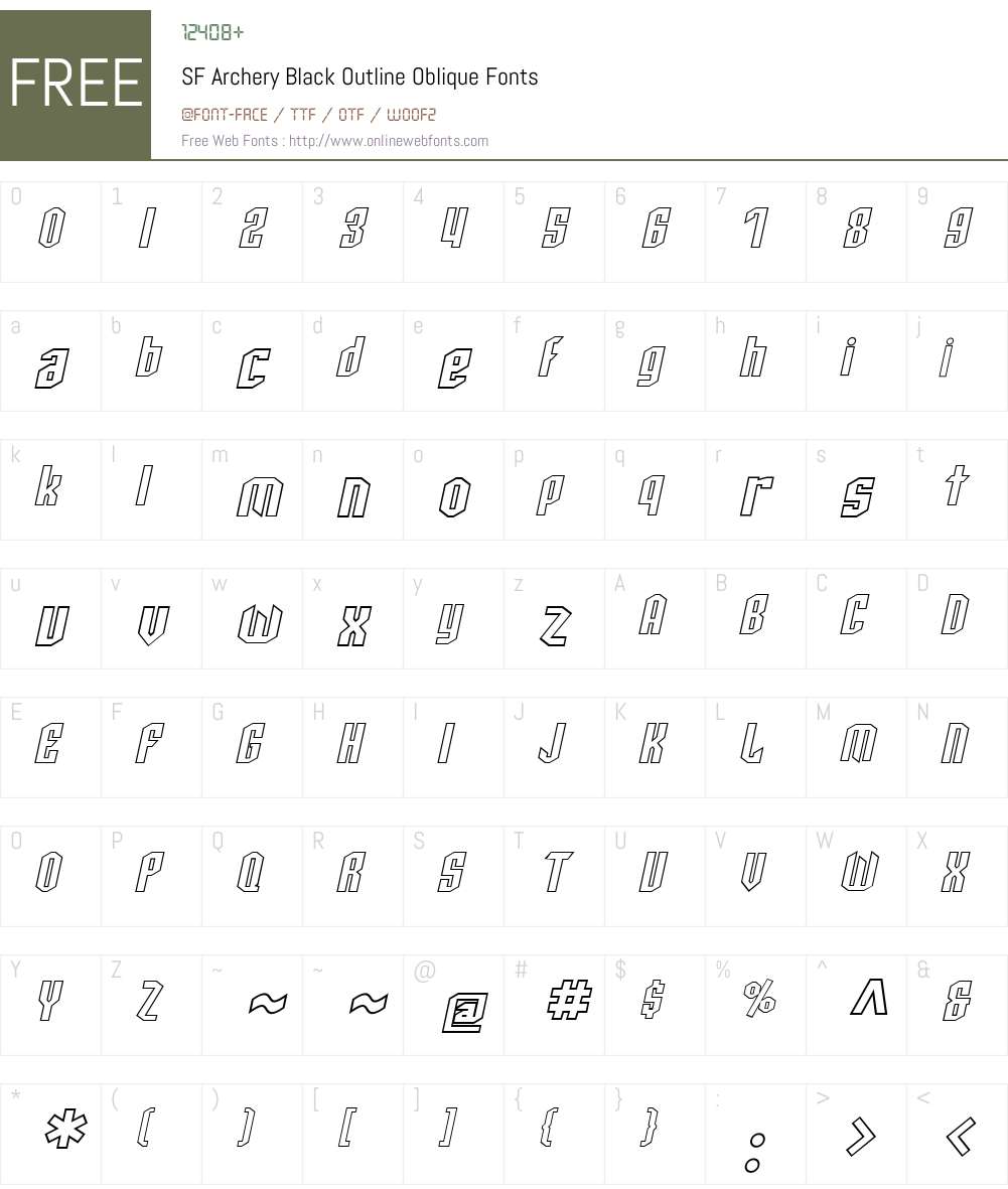 SF Archery Black Outline Font Screenshots
