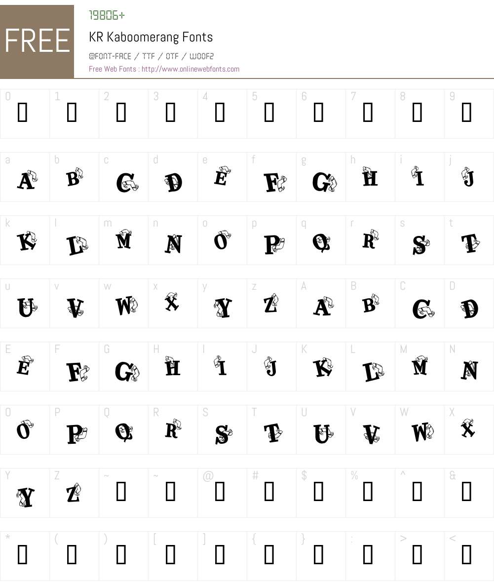 KR Kaboomerang Font Screenshots
