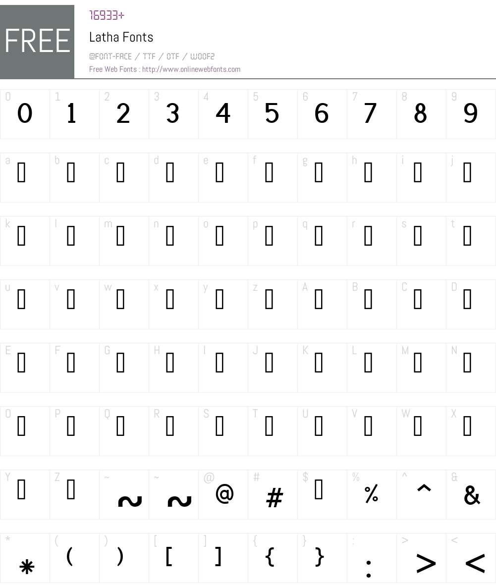 Latha Font Screenshots