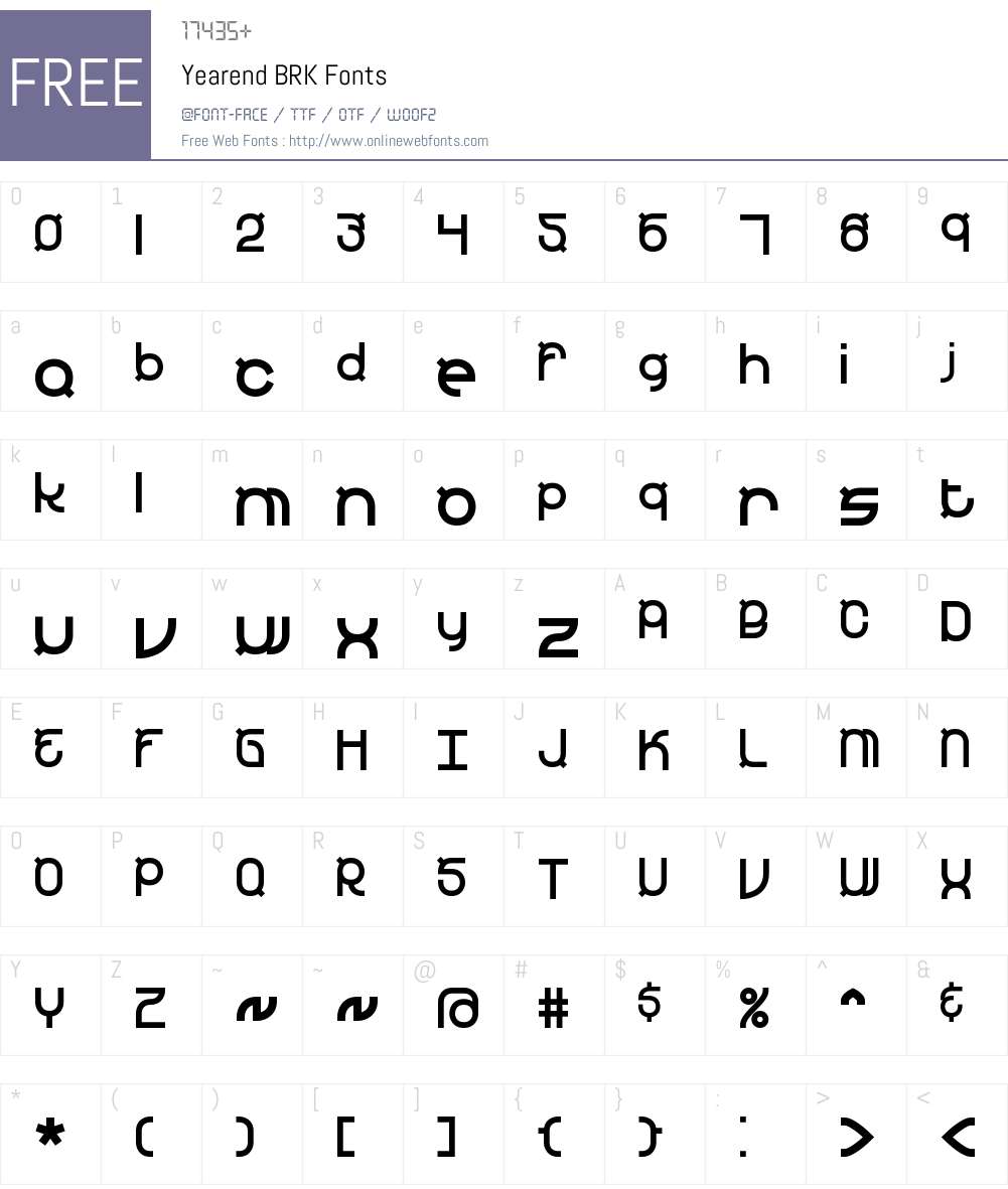 Yearend BRK Font Screenshots