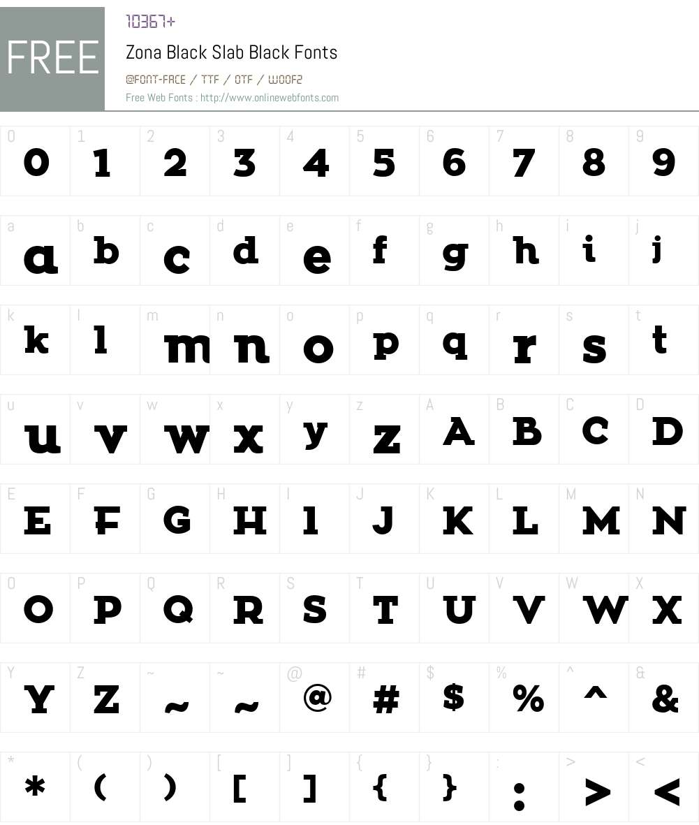 Zona Black Slab Font Screenshots