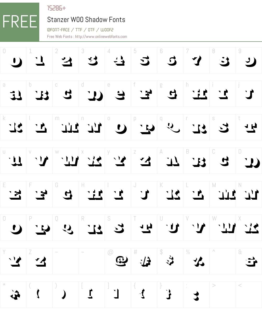 StanzerW00-Shadow Font Screenshots