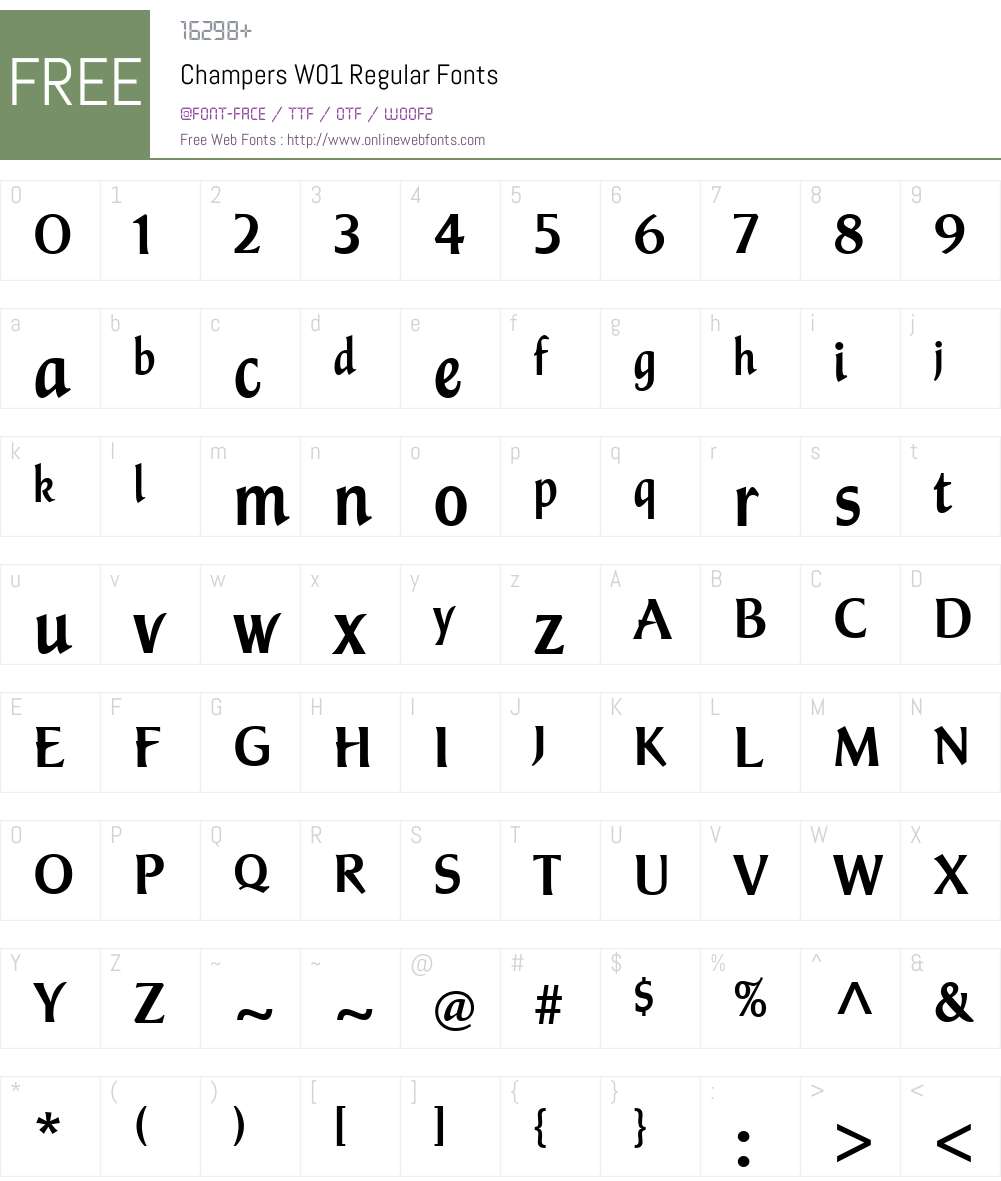 ChampersW01-Regular Font Screenshots