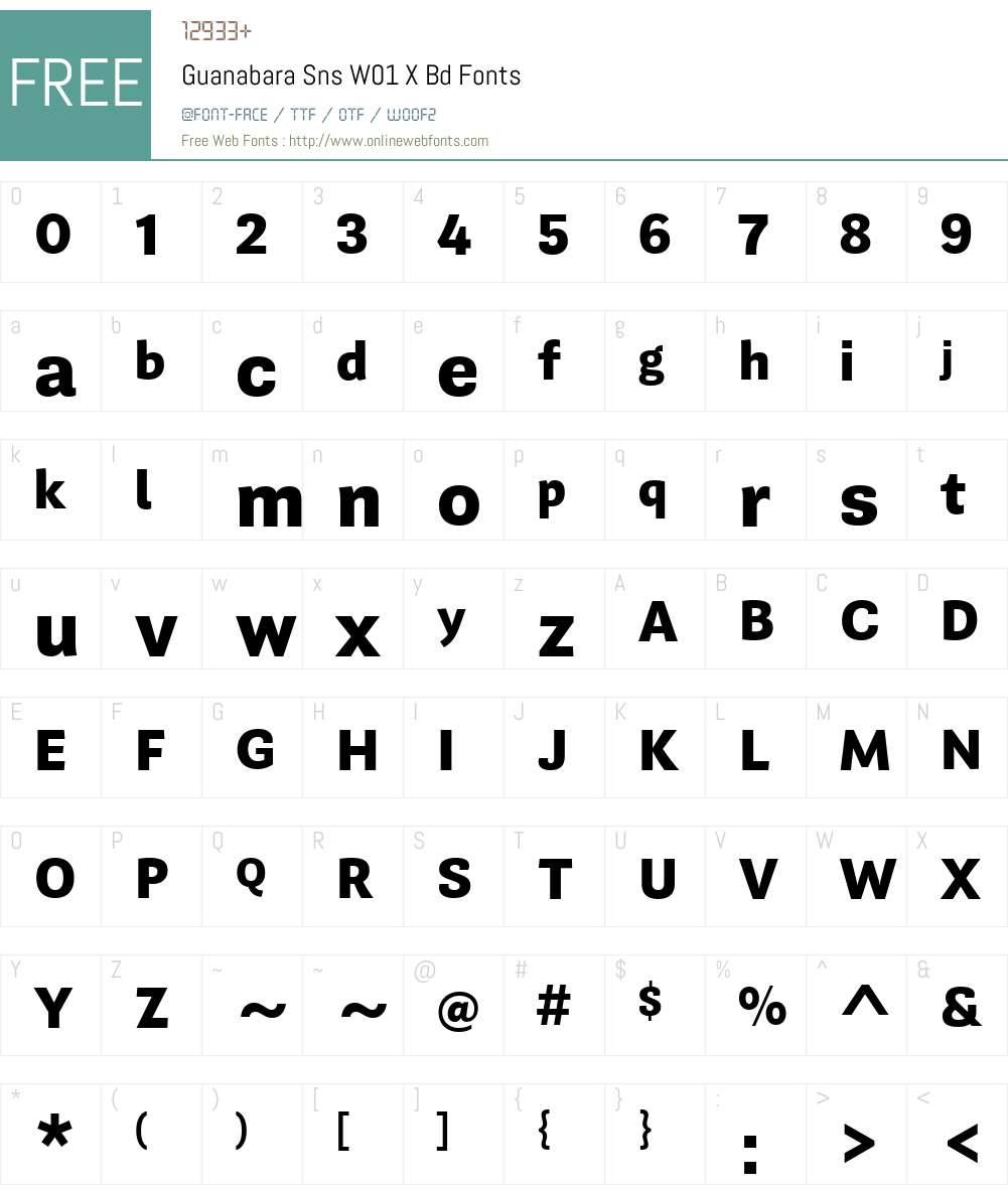 GuanabaraSnsW01-XBd Font Screenshots