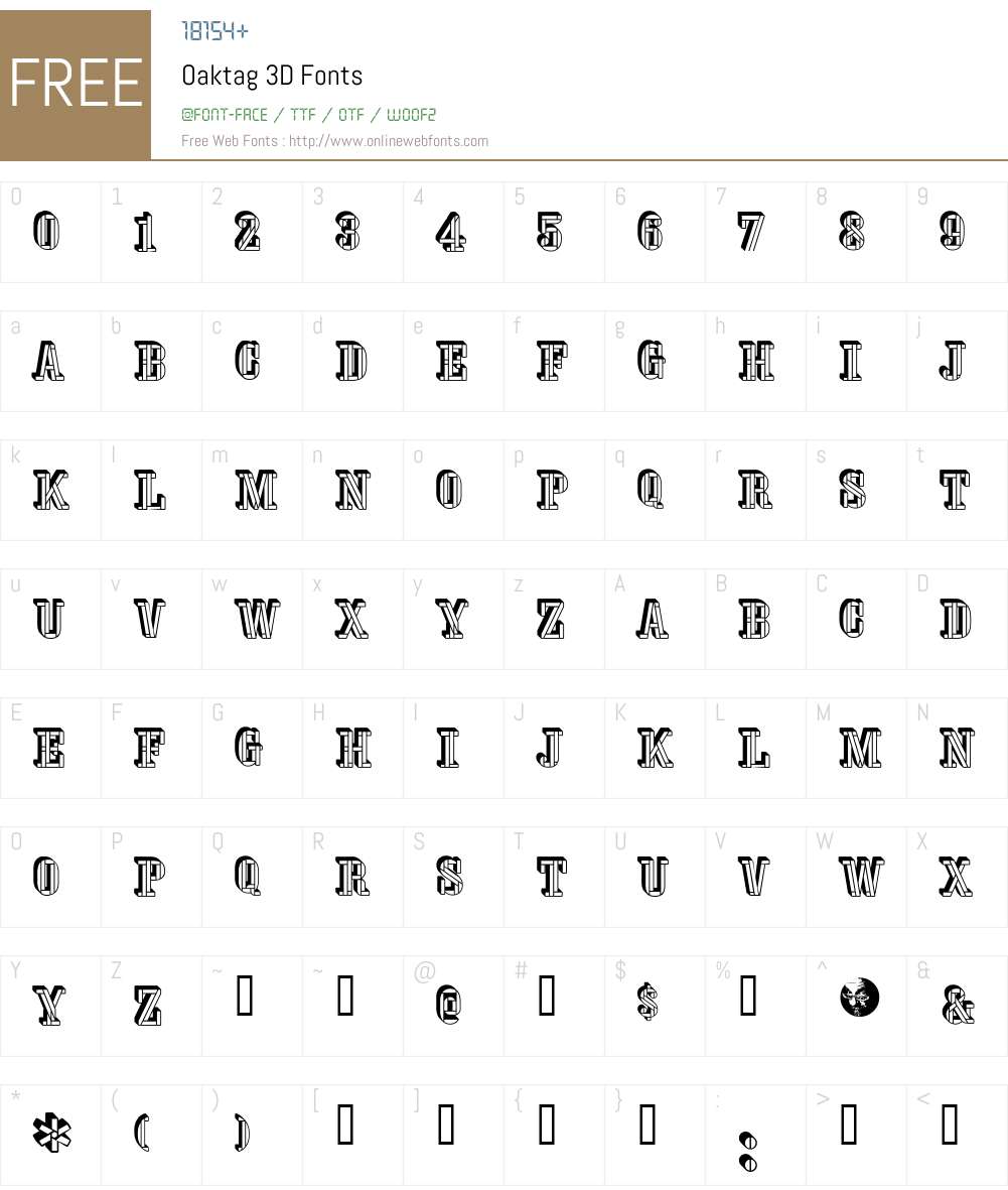 Oaktag 3D Font Screenshots