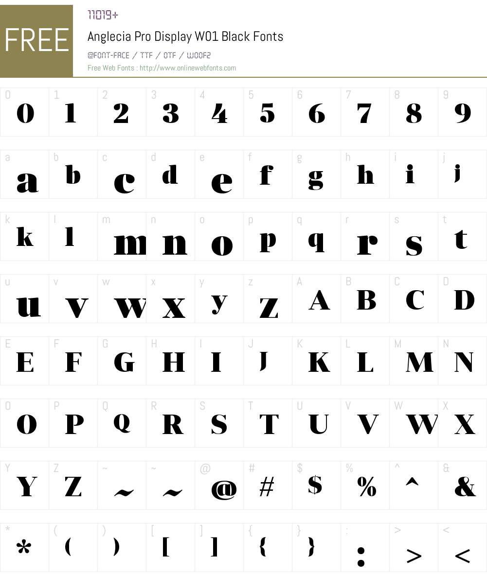 AngleciaProDisplayW01-Black Font Screenshots