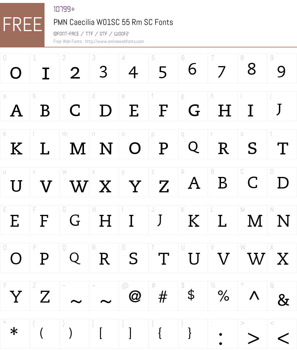 PMNCaeciliaW01SC-55RmSC Font Screenshots