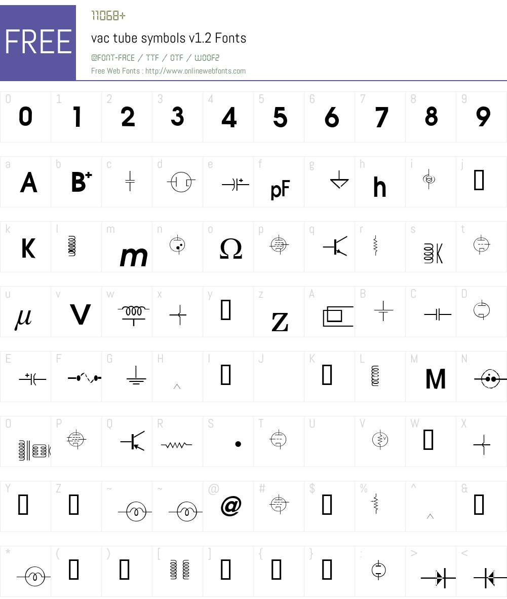 vac tube symbols v1.2 Font Screenshots