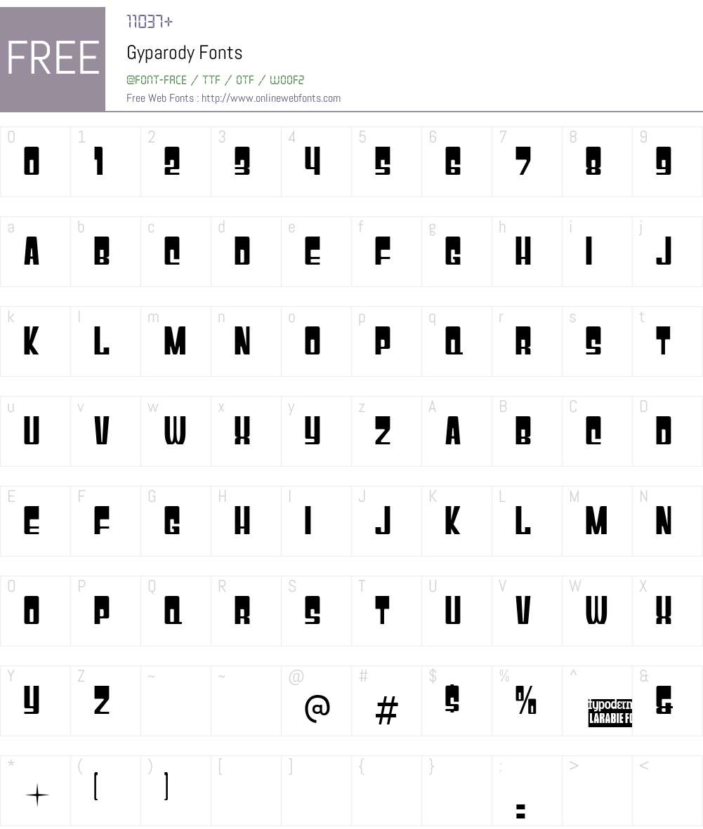 Gyparody Font Screenshots