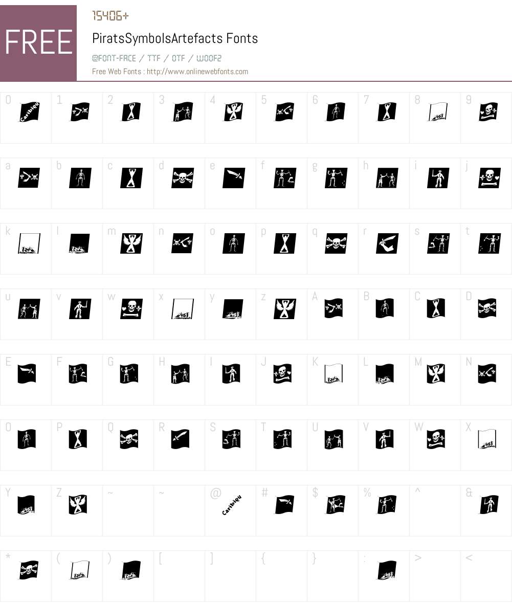 PiratsSymbolsArtefacts Font Screenshots