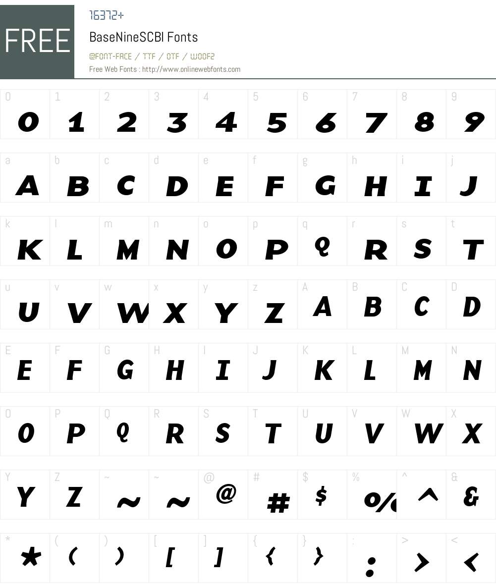 BaseNineSCBI Font Screenshots