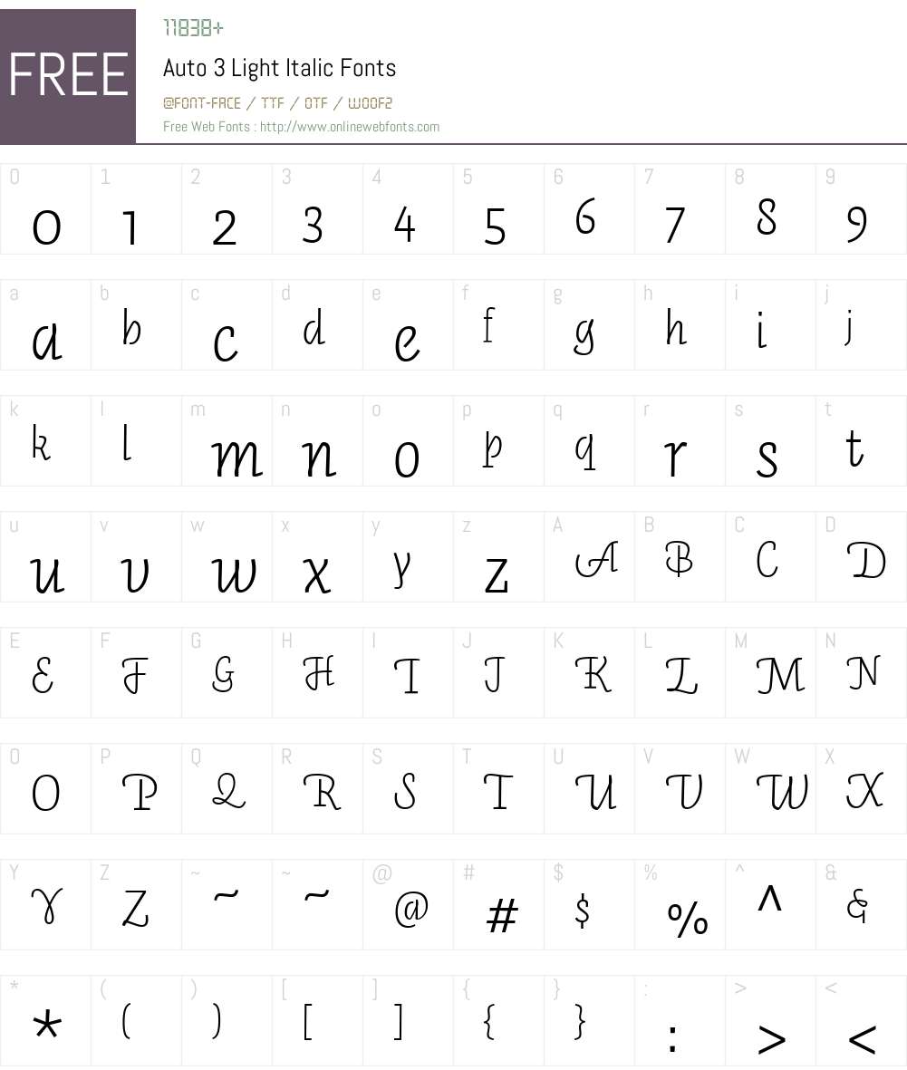 Auto 3 Font Screenshots