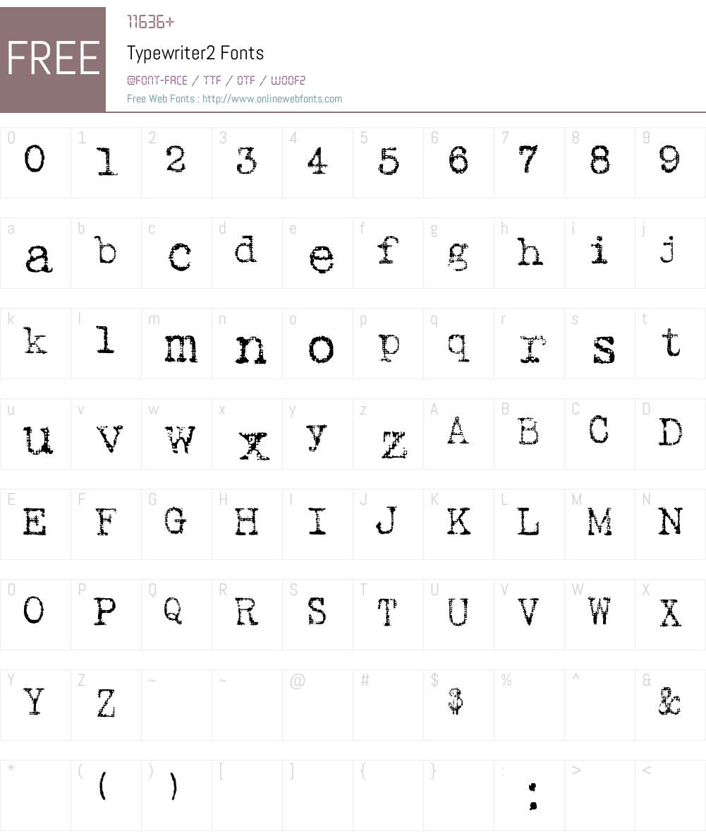 Typewriter2 Font Screenshots