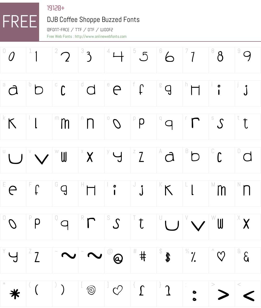 DJB Coffee Shoppe Buzzed Font Screenshots
