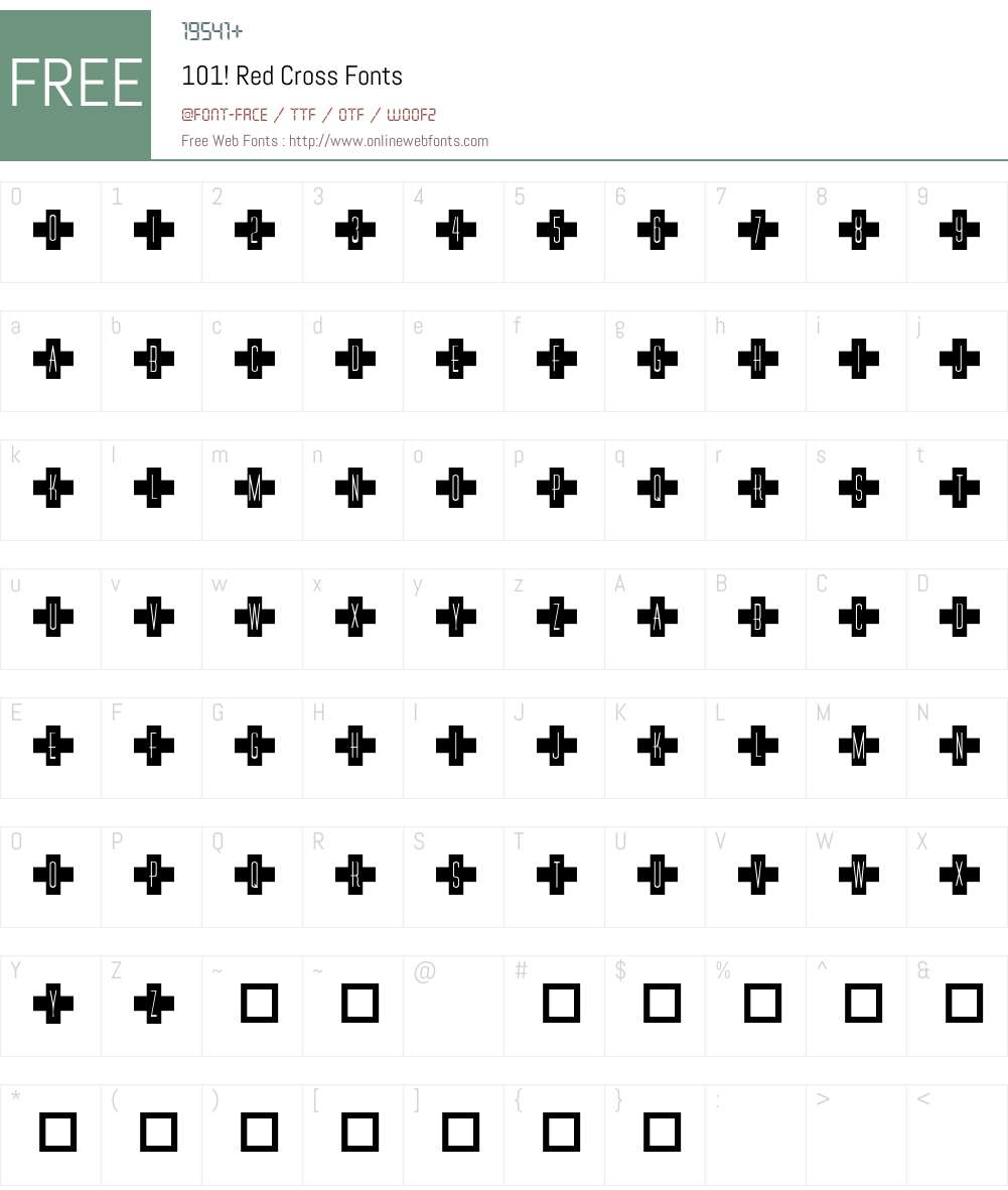101! Red Cross Font Screenshots