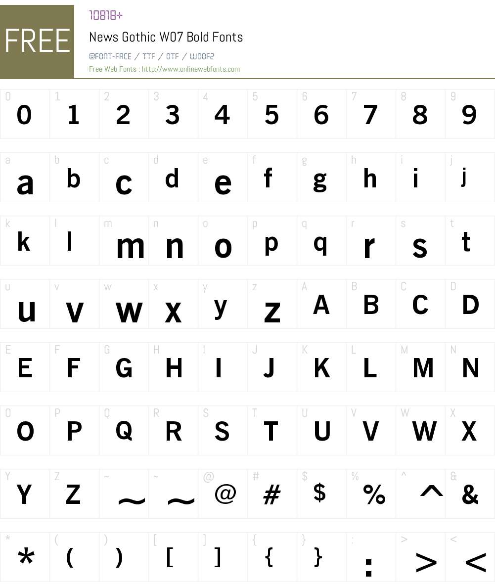 NewsGothicW07-Bold Font Screenshots