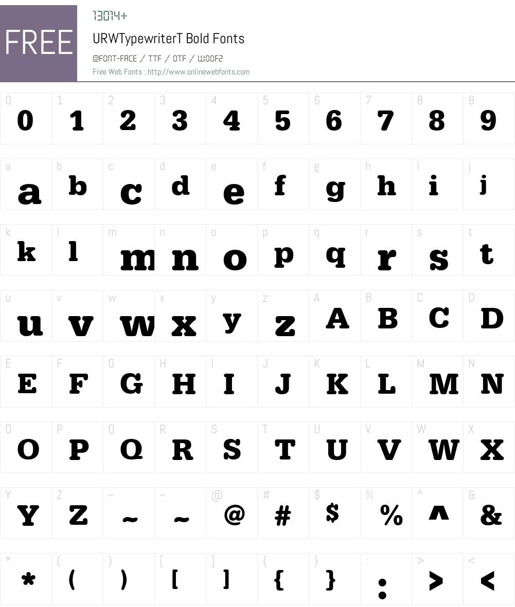 URWTypewriterT Font Screenshots