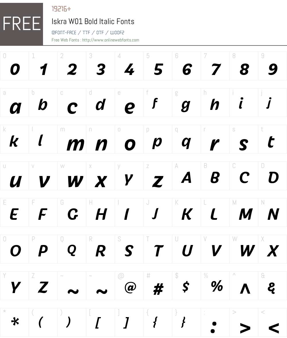 IskraW01-BoldItalic Font Screenshots