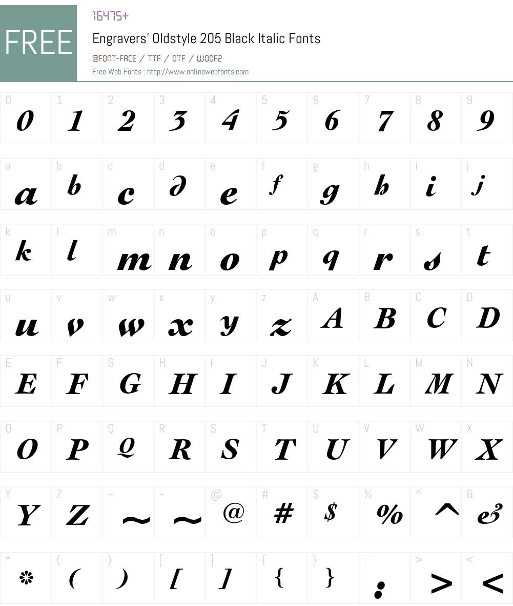 Engravers' Oldstyle 205 Font Screenshots
