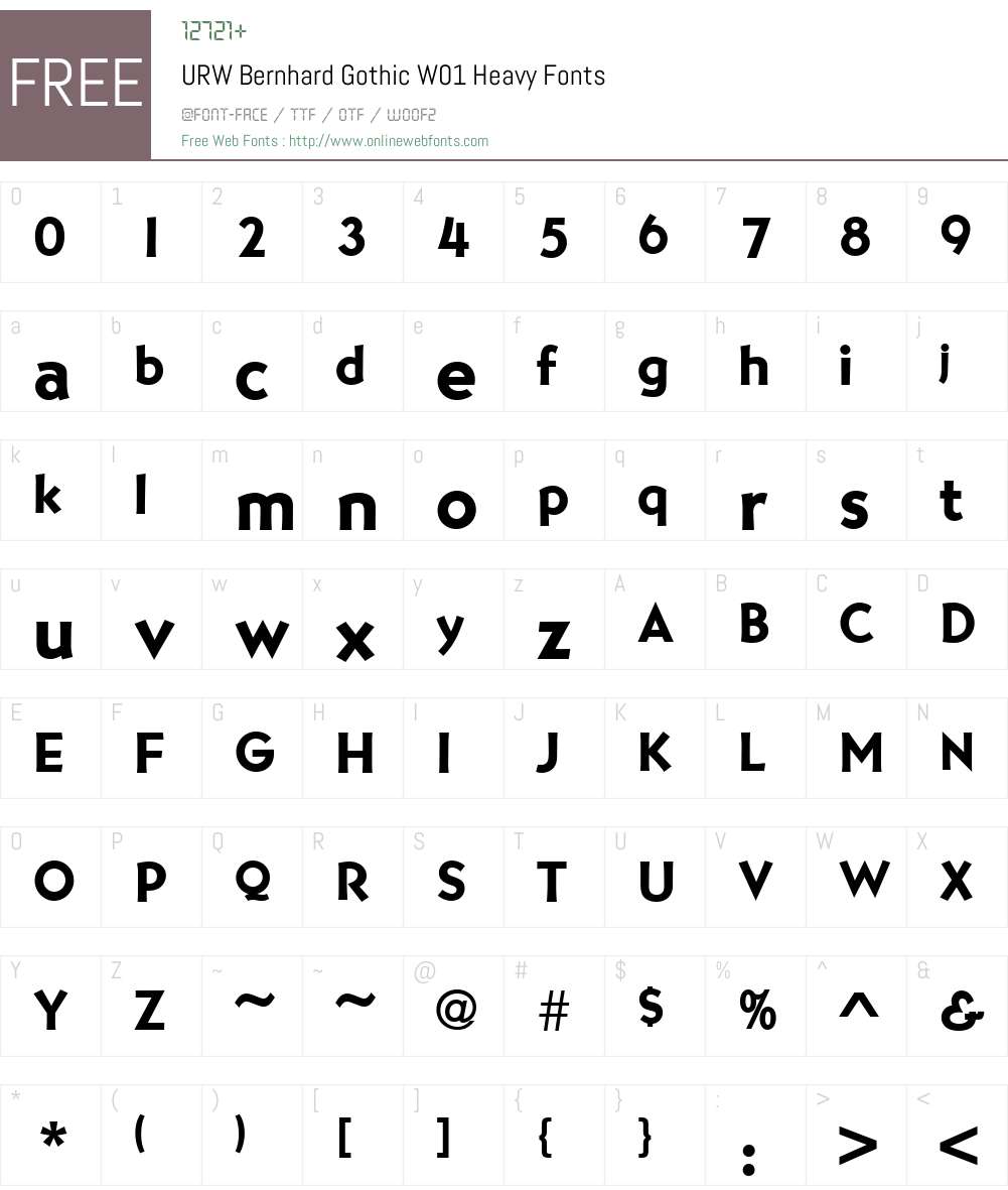 URWBernhardGothicW01-Heavy Font Screenshots