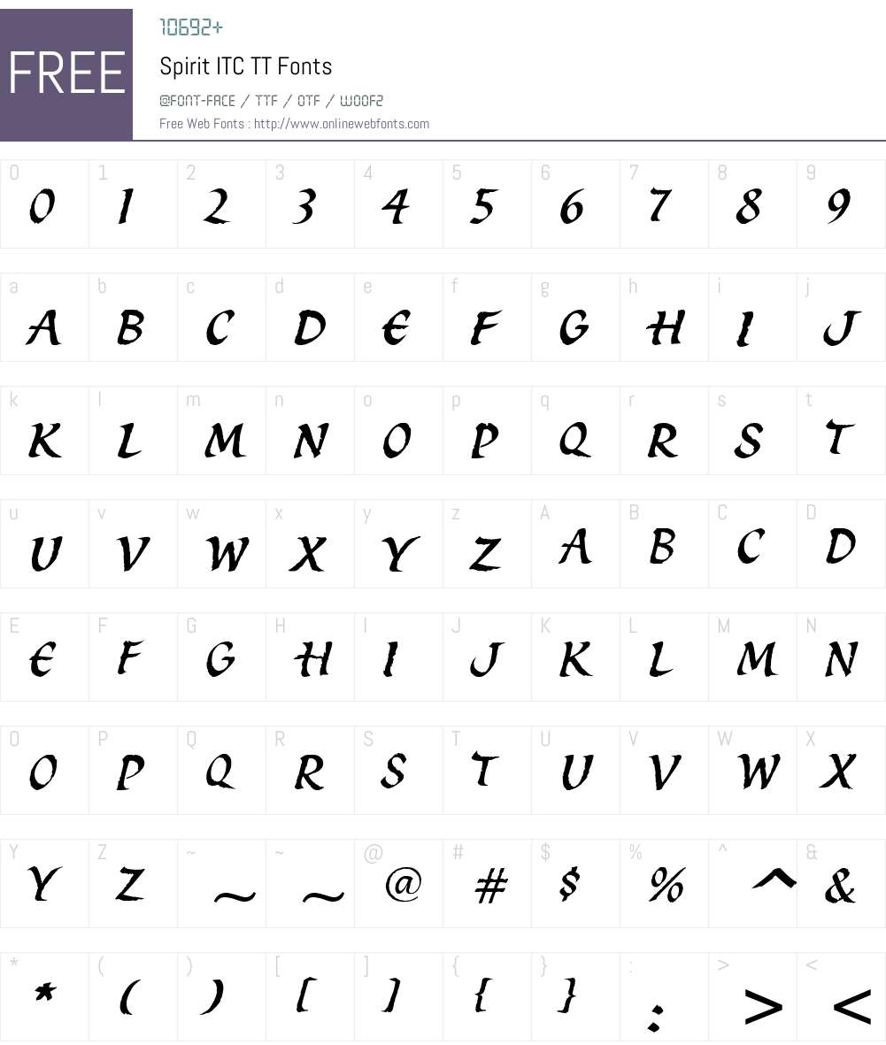 Spirit ITC TT Font Screenshots