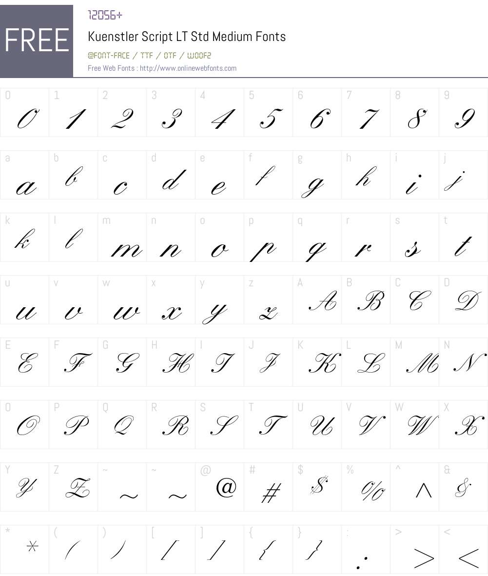 Kuenstler Script LT Std Font Screenshots