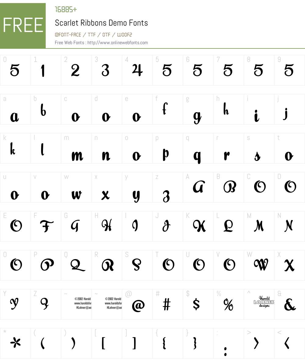 Scarlet Ribbons Font Screenshots