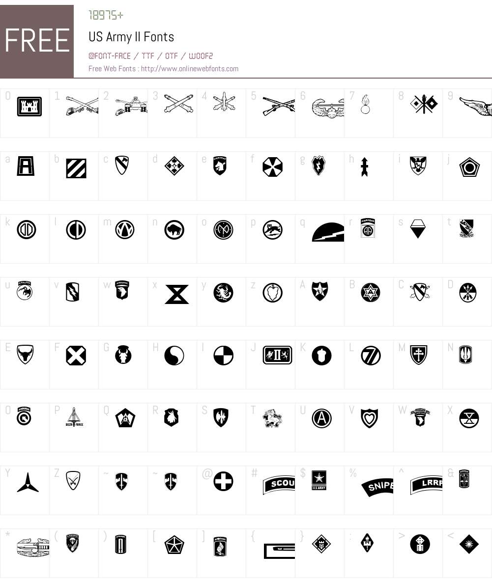 US Army II Font Screenshots