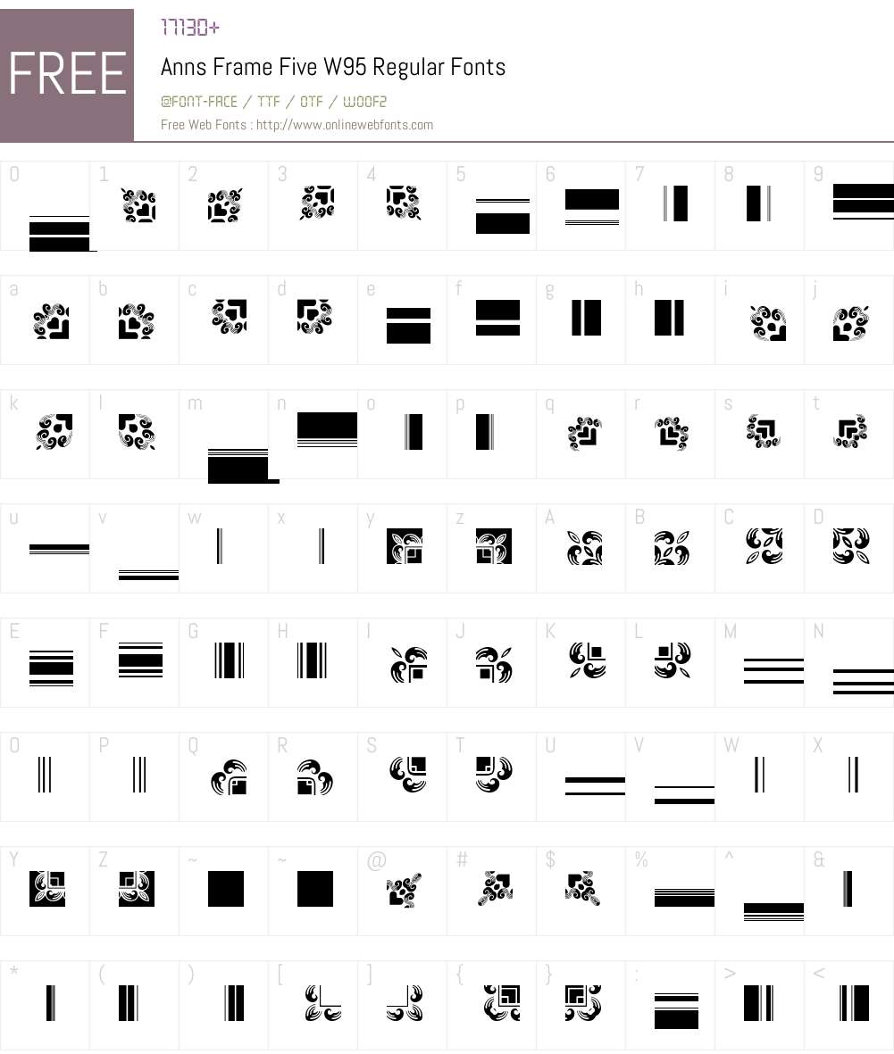 Ann's Frame Five Font Screenshots