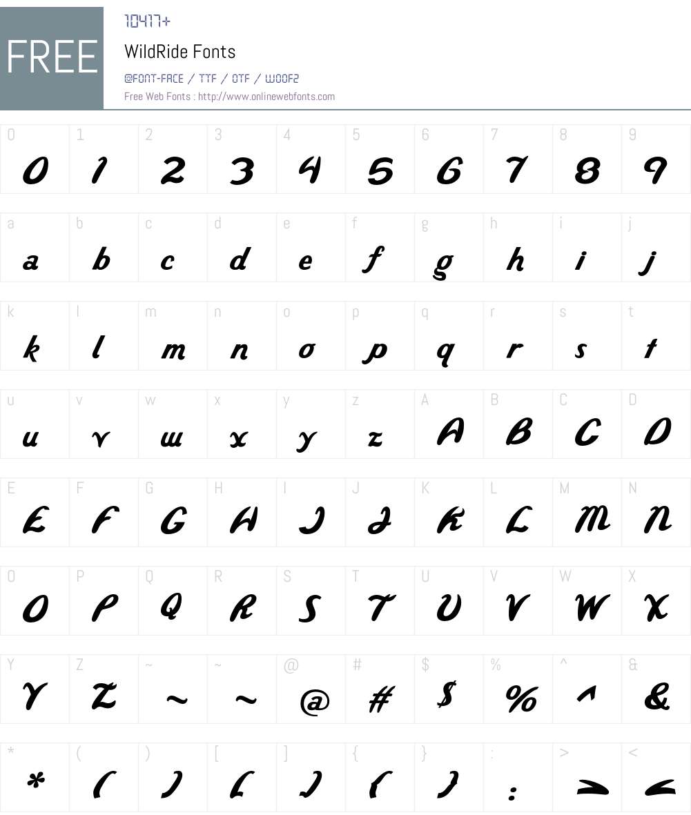 WildRide Font Screenshots