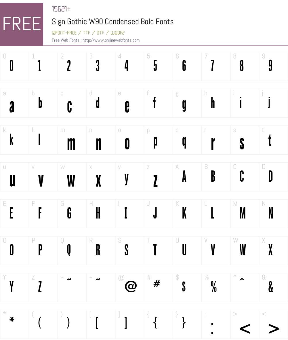SignGothicW90-CondensedBold Font Screenshots